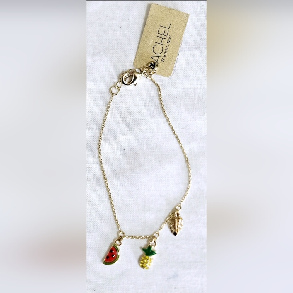 Rachel Roy Gold Charm Bracelet with Fruit Accents